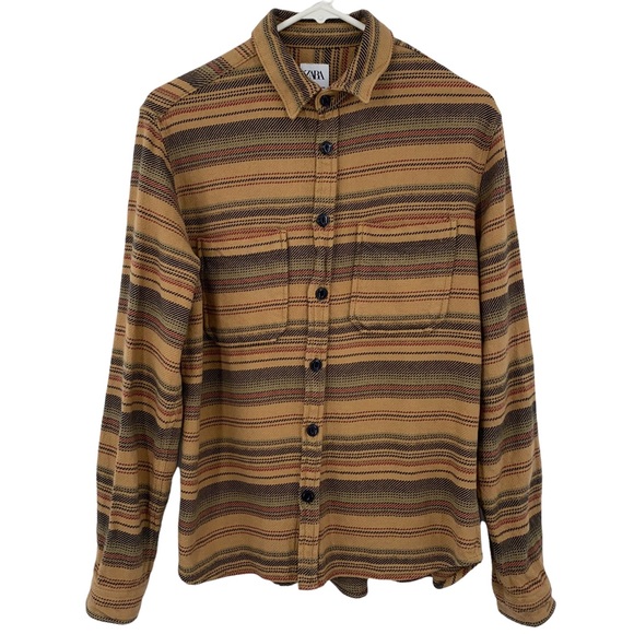 Zara Other - ZARA Relaxed Fit Men's Thick Button Striped Retro Shirt, Size Small